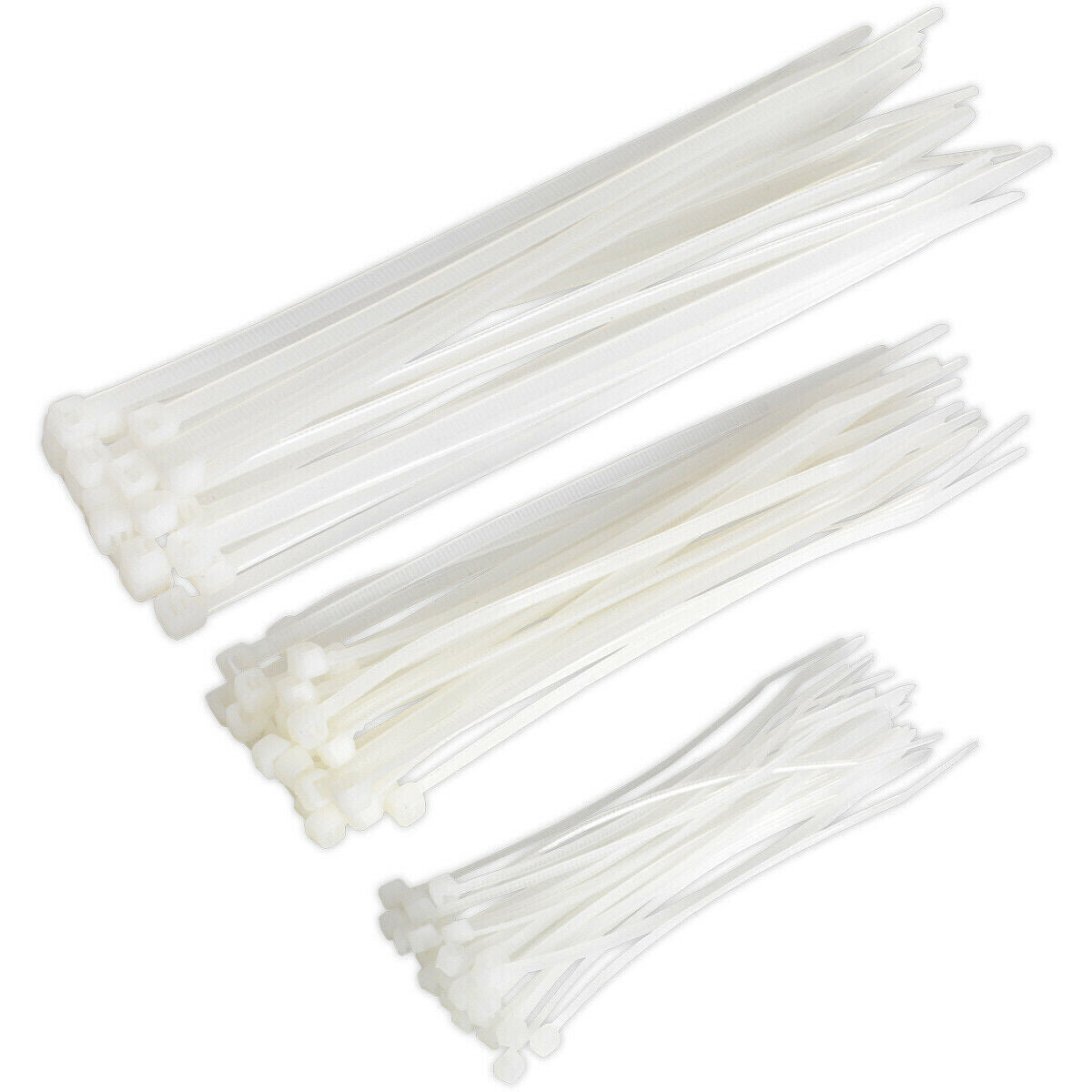75 Piece White Cable Tie Assortment - Three Sizes - 25 of Each - Electrical Ties